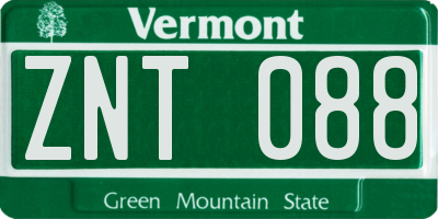 VT license plate ZNT088