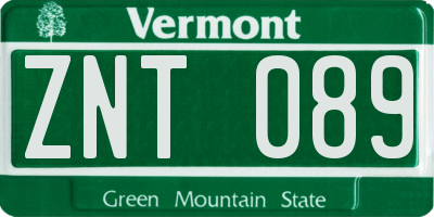 VT license plate ZNT089