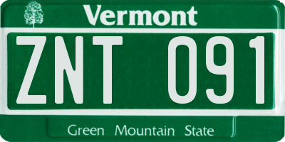 VT license plate ZNT091