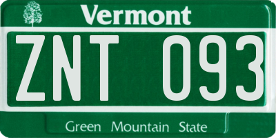 VT license plate ZNT093