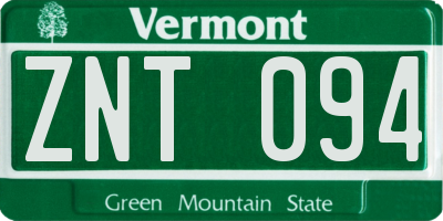VT license plate ZNT094