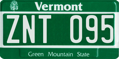 VT license plate ZNT095