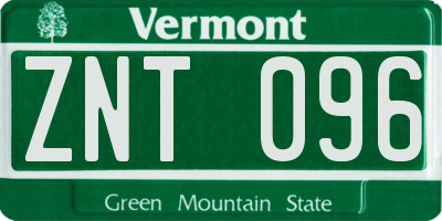 VT license plate ZNT096