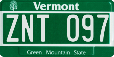 VT license plate ZNT097