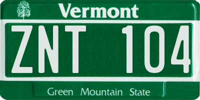 VT license plate ZNT104