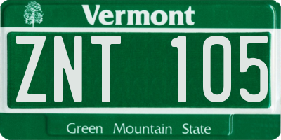VT license plate ZNT105