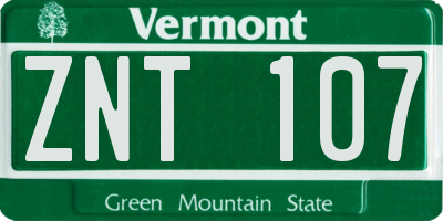 VT license plate ZNT107