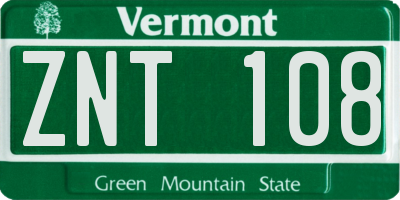 VT license plate ZNT108