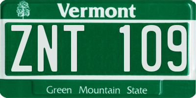 VT license plate ZNT109