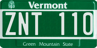 VT license plate ZNT110