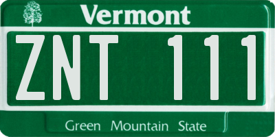 VT license plate ZNT111