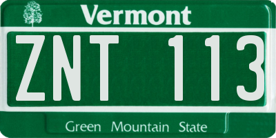 VT license plate ZNT113