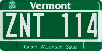 VT license plate ZNT114