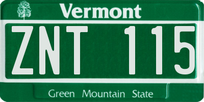 VT license plate ZNT115