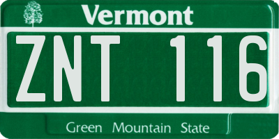 VT license plate ZNT116