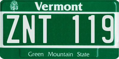 VT license plate ZNT119