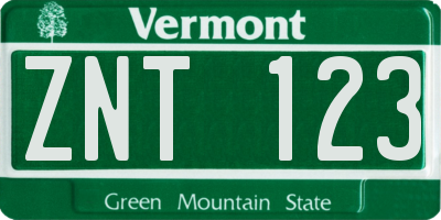 VT license plate ZNT123