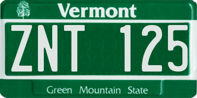 VT license plate ZNT125