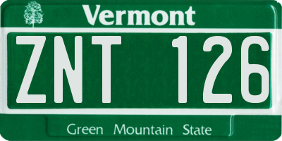 VT license plate ZNT126