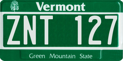 VT license plate ZNT127