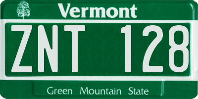 VT license plate ZNT128