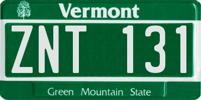 VT license plate ZNT131