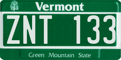 VT license plate ZNT133
