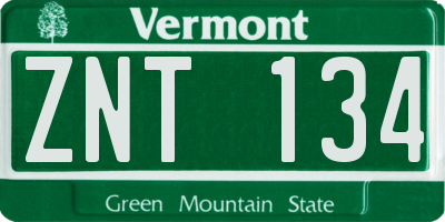 VT license plate ZNT134