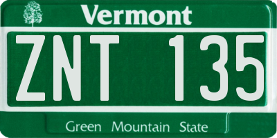 VT license plate ZNT135