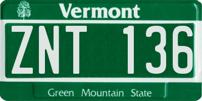 VT license plate ZNT136