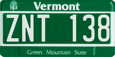 VT license plate ZNT138