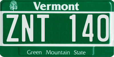 VT license plate ZNT140