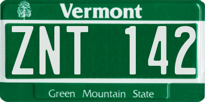 VT license plate ZNT142