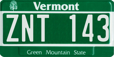 VT license plate ZNT143