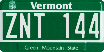 VT license plate ZNT144