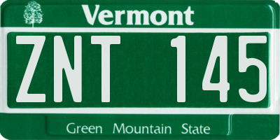 VT license plate ZNT145