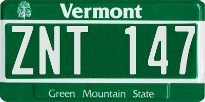VT license plate ZNT147
