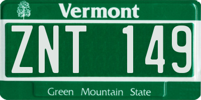 VT license plate ZNT149
