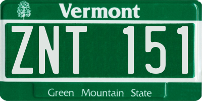 VT license plate ZNT151