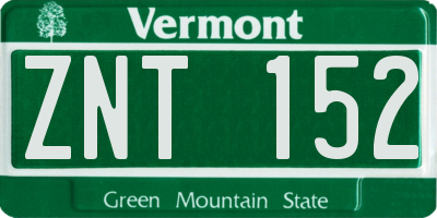 VT license plate ZNT152