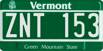 VT license plate ZNT153