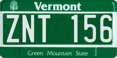 VT license plate ZNT156