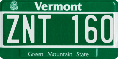 VT license plate ZNT160