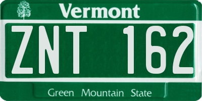 VT license plate ZNT162