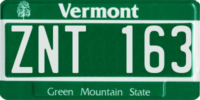 VT license plate ZNT163