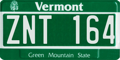 VT license plate ZNT164