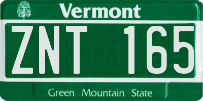 VT license plate ZNT165