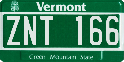 VT license plate ZNT166