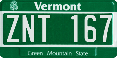 VT license plate ZNT167