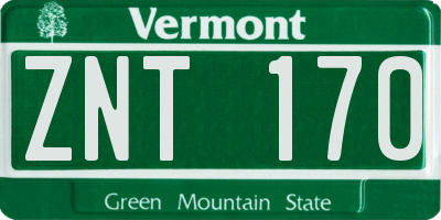 VT license plate ZNT170